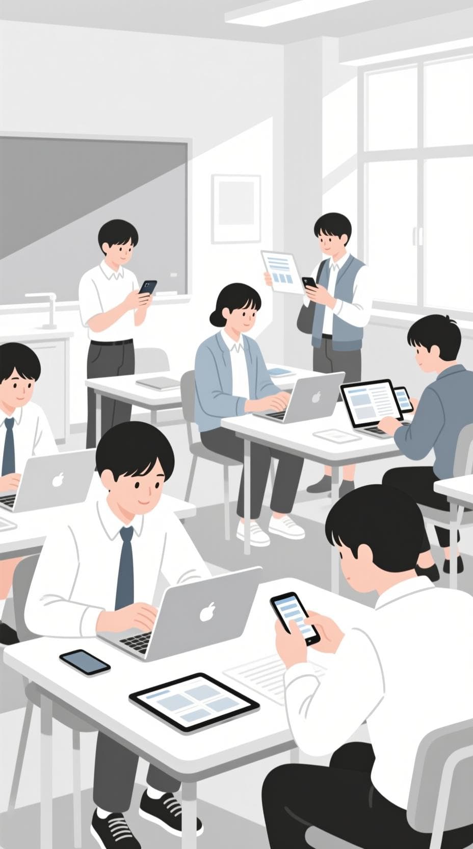 Mentor guiding engineering students in a classroom
